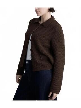 Mango Polo-Neck Knitted Jacket NWT Choco Brown XL